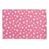 ロマンチックな愛ハートピンクホワイトガーリーバレンタイン 枕カバー (正面)