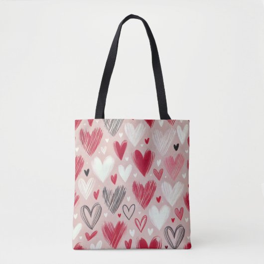 ロマンチックな手で描かれたハートトートバッグ トートバッグ (正面)