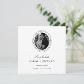 ロマンチックな手モダン引きアクセント日付を保存 招待状 (スタンド正面)