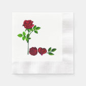 ロマンチックな手描きのバラ LOVE ペーパーナプキン 縁ありカクテルナプキン (正面)