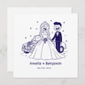 ロマンチックな手描きの結婚式のカップル | 結婚式 (正面/裏面)