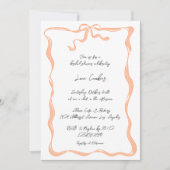 ロマンチックな手描きリボン弓フレームブライダルシャワー 招待状 (正面)