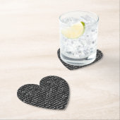 ロマンチックな手書きのブラックホワイトハートラブ ペーパーコースター (インサイチュ)