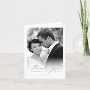 ロマンチックな手書きスタイリッシュスクリプト結婚の写真 サンキューカード