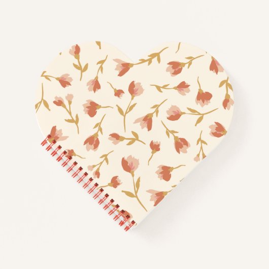 ロマンチックな手絵を描のフローラハート型のノート ノートブック (正面)