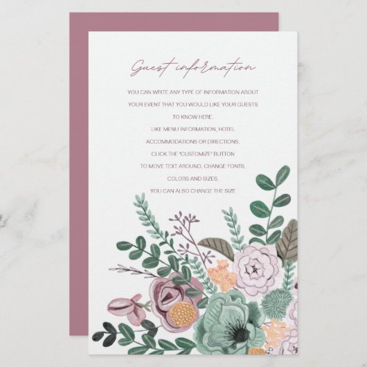 ロマンチックな手絵を描の花のゲスト情報 (正面/裏面)