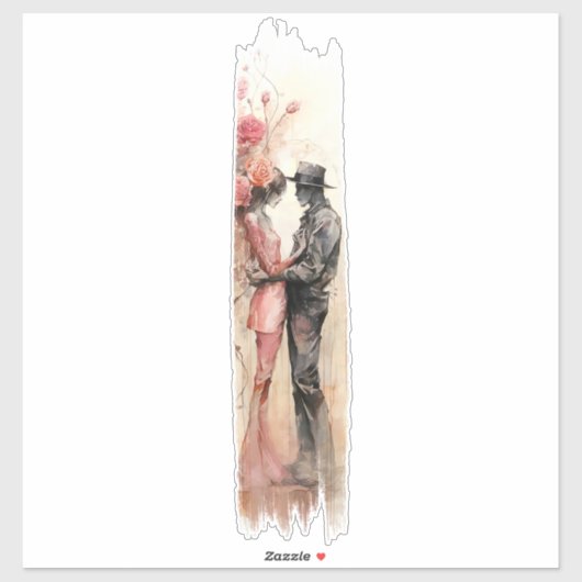 ロマンチックな抱擁のブラシストローク絵を描 シール (シート)