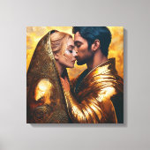 ロマンチックな抱擁の男女アールヌーボー❤️ キャンバスプリント (正面)