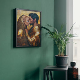 ロマンチックな抱擁の男女アールヌーボー❤️ キャンバスプリント