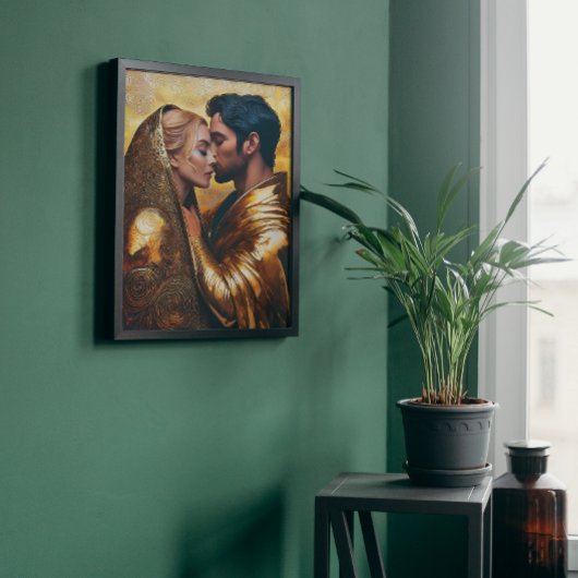 ロマンチックな抱擁の男女アールヌーボー❤️ キャンバスプリント