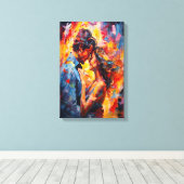 ロマンチックな抱擁の表現主義抽象芸術ラブアート キャンバスプリント (インサイチュ (ウッドフロア))