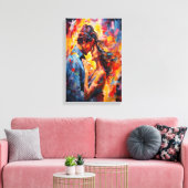 ロマンチックな抱擁の表現主義抽象芸術ラブアート キャンバスプリント (インサイチュ (リビング))