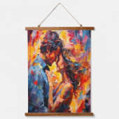 ロマンチックな抱擁の表現主義抽象芸術ラブアート 吊り下げ型タペストリー (正面)