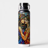 ロマンチックな抱擁 | モザイクウィメンアイアート ウォーターボトル (背面)