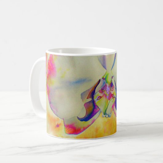 ロマンチックな抽象的な蘭の水彩画 コーヒーマグカップ (正面左)