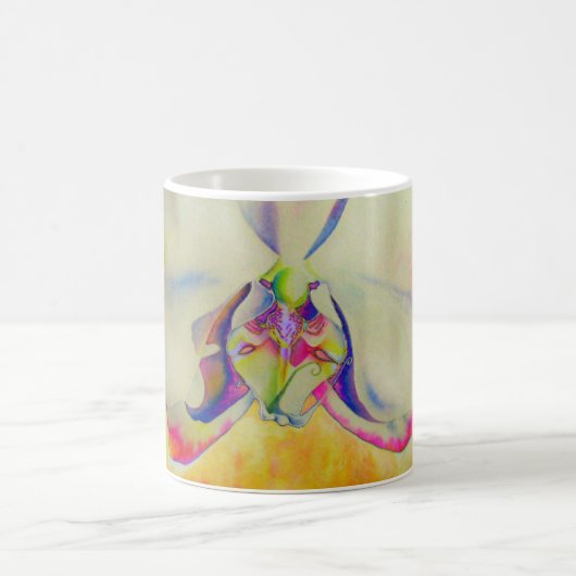 ロマンチックな抽象芸術ランの絵画水色 コーヒーマグカップ (中央)