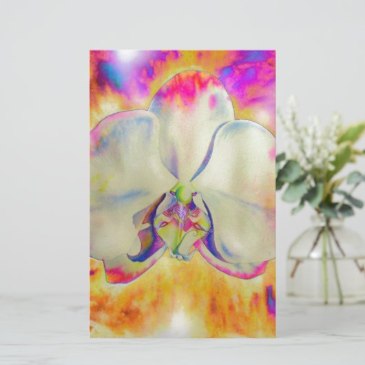 ロマンチックな抽象芸術ランの絵画水色 便箋 (スタンド正面)