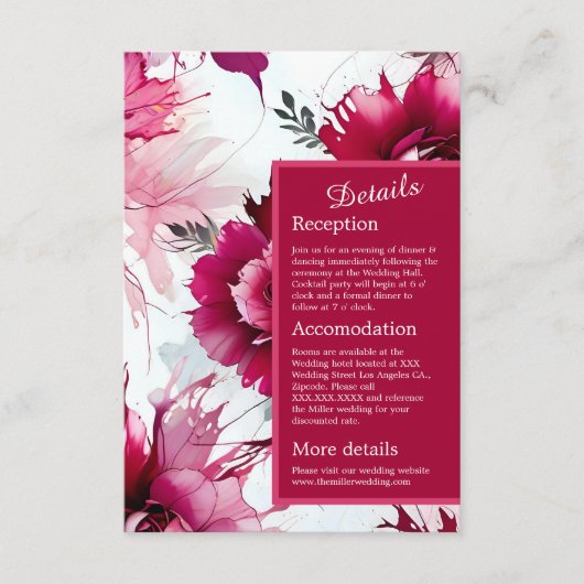 ロマンチックな抽象芸術夏のバラ結婚の花 エンクロージャーカード (正面)