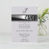 ロマンチックな散歩のモノグラムの灰色の結婚式招待状 招待状 (スタンド正面)