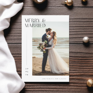 ロマンチックな新メリー婚と結婚したクリスマスの写真 シーズンカード