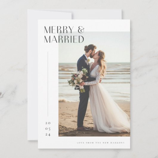 ロマンチックな新メリー婚と結婚したクリスマスの写真 シーズンカード (正面)
