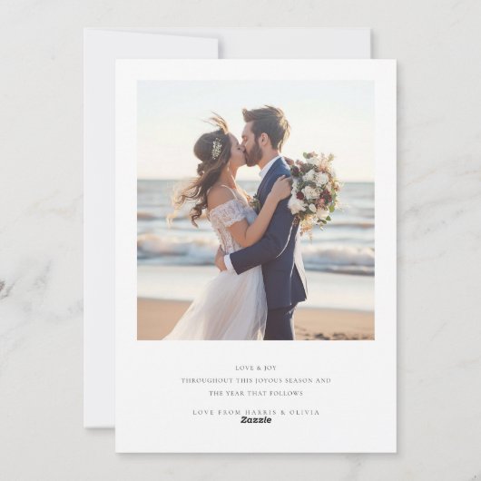 ロマンチックな新メリー婚と結婚したクリスマスの写真 シーズンカード (裏面)