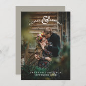 ロマンチックな新生児告知カード サンキューカード (正面/裏面)