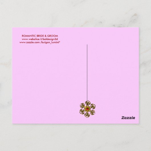 ロマンチックな新郎新婦ありがとうモノグラム ポストカード (裏面)