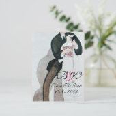 ロマンチックな新郎新婦は日付モノグラムを保存 案内ポストカード (スタンド正面)