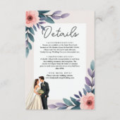 ロマンチックな新郎新婦サマー結婚フローラ エンクロージャーカード (正面)