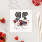 ロマンチックな新郎新婦シルエットフローラ結婚ズ スタンダードカクテルナプキン (インサイチュ)