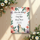 ロマンチックな新郎新婦フローラ庭園の結婚式 セーブザデート