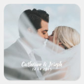 ロマンチックな新郎新婦結婚のスクエアステッカー スクエアシール (正面)