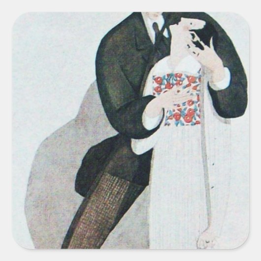 ロマンチックな新郎新婦 スクエアシール (正面)