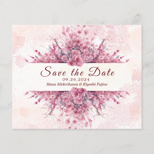 ロマンチックな日本ピンクのさくらんぼの花が日付を保存 (正面)