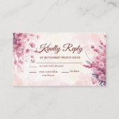 ロマンチックな日本ピンクのさくらんぼブロッサムレスポンスカード エンクロージャーカード (正面)