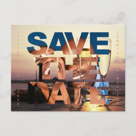 ロマンチックな日没の写真の結婚式の日付を保存 ポストカード