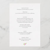 ロマンチックな明るいピンクのフローラフロントとバック結婚ズ 箔招待状 (裏面)