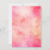 ロマンチックな明るいピンクのフローラ水彩文字 セーブザデート (裏面)