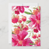 ロマンチックな明るい赤紫色グリーンフローラウォーター結婚カラーI 招待状 (裏面)