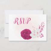 ロマンチックな明るい赤紫色白い花と食事の選択 出欠カード (裏面)