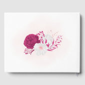 ロマンチックな明るい赤紫色白い花の植物性結婚の ゲストブック (裏面)