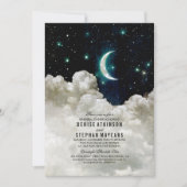 ロマンチックな星および月のリハーサルの夕食 招待状 (正面)