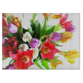 ロマンチックな春のチューリップの花 カッティングボード