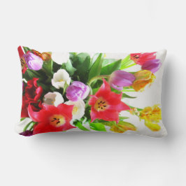 ロマンチックな春のチューリップの花 ランバークッション