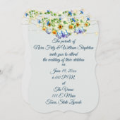 ロマンチックな春の結婚式、花と妖精のライト 招待状 (正面/裏面)