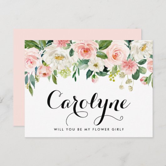 ロマンチックな春の花は私の花の女の子カード ポストカード (正面/裏面)