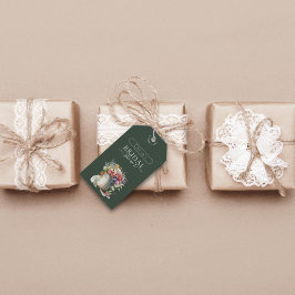 ロマンチックな春の花を飾ったウェディングシャワーのための花瓶 ギフトタグ