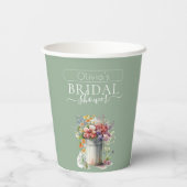 ロマンチックな春の花を飾ったウェディングシャワーのための花瓶 紙コップ (裏面)