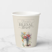 ロマンチックな春の花を飾ったウェディングシャワーのための花瓶 紙コップ (裏面)